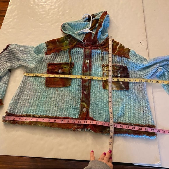 Handmade Tie Dye Hoodie Jacket Womens Size Small Medium Sheer Mesh Cropped - Picture 12 of 14